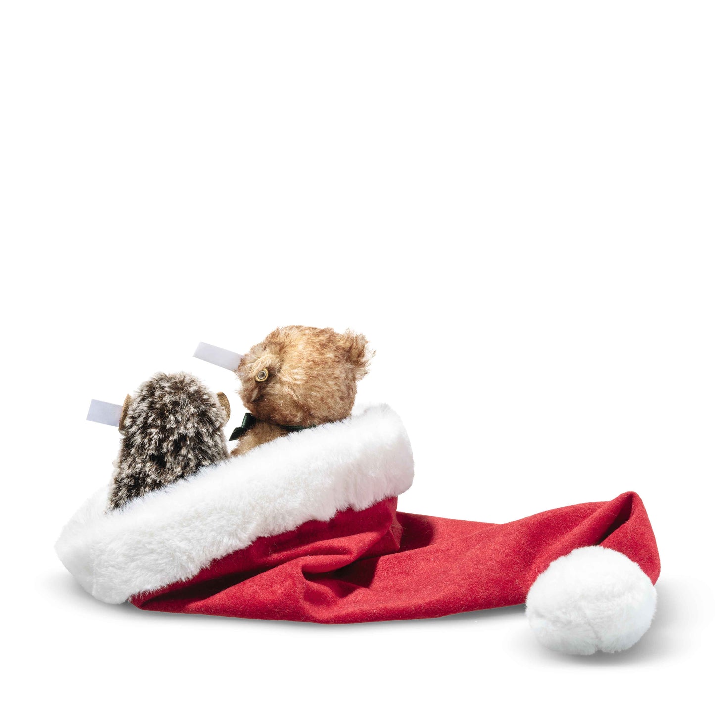 Steiff Igel und Teddybär in Weihnachtsmütze - 14cm - (005770) - Neu -