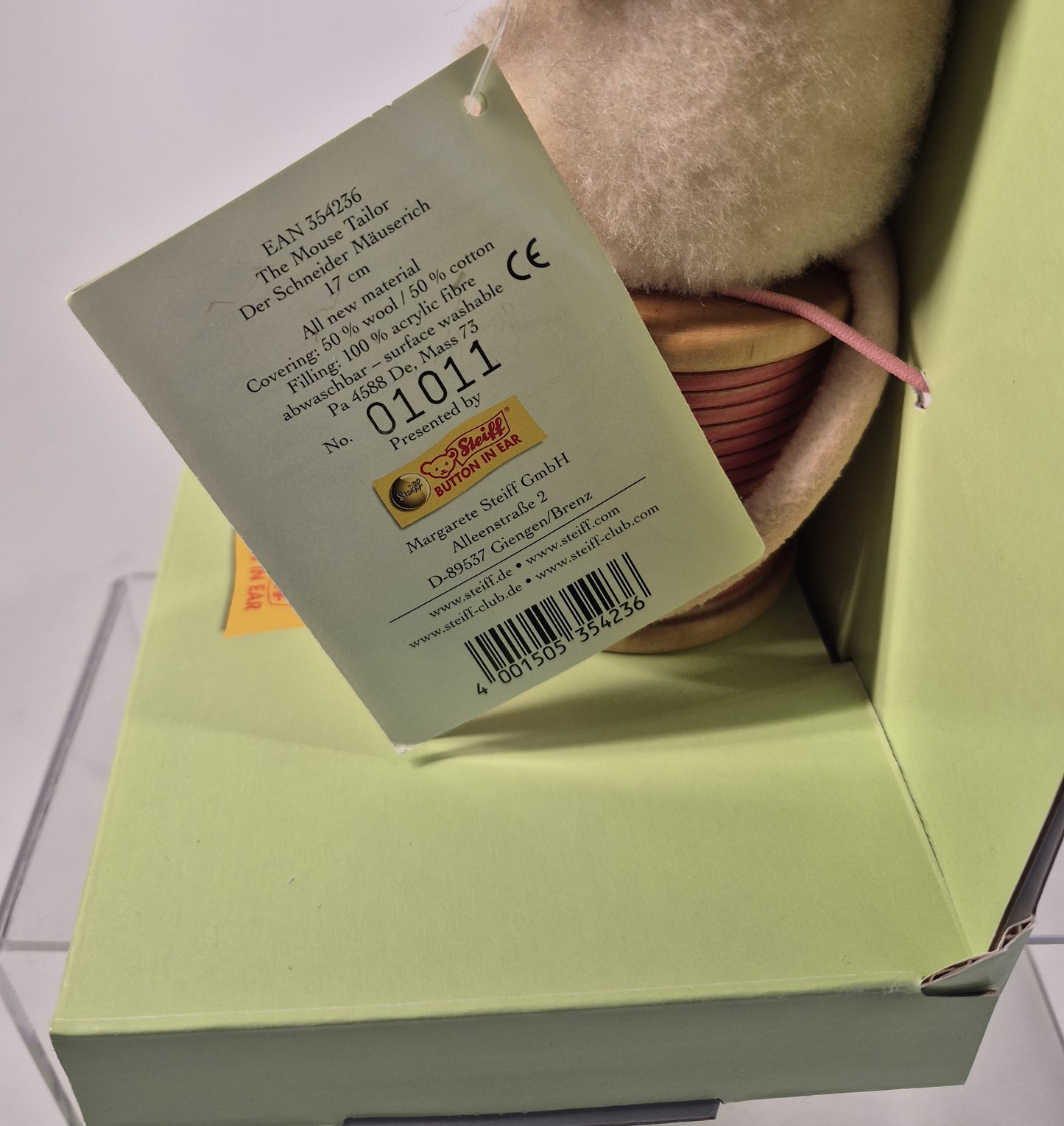 Steiff Rarität Beatrix Potter Der Schneider Mäserich, 17cm, neuwertig, (354236) ARCHIV
