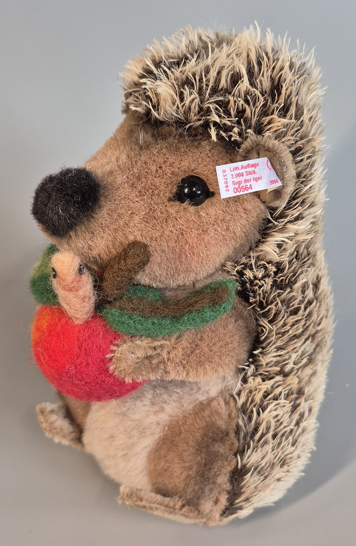 Steiff Sigi der Igel, mit Musikspielwerk, 20cm, neuwertig, 2008, (037092) ARCHIV