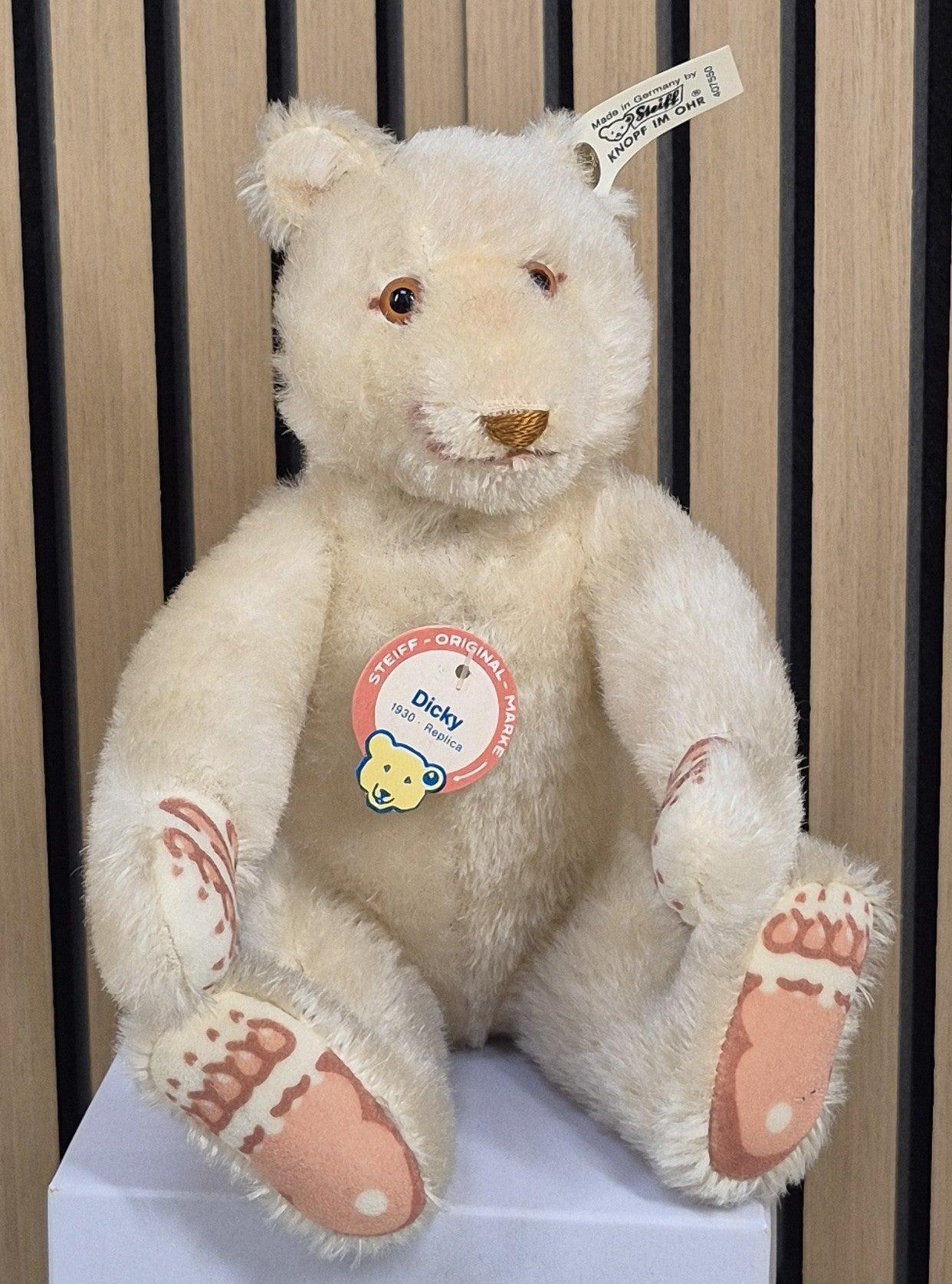 Steiff Dicky Bär Replika - weiß - 25cm - (407550) - Neuwertig - (B1)