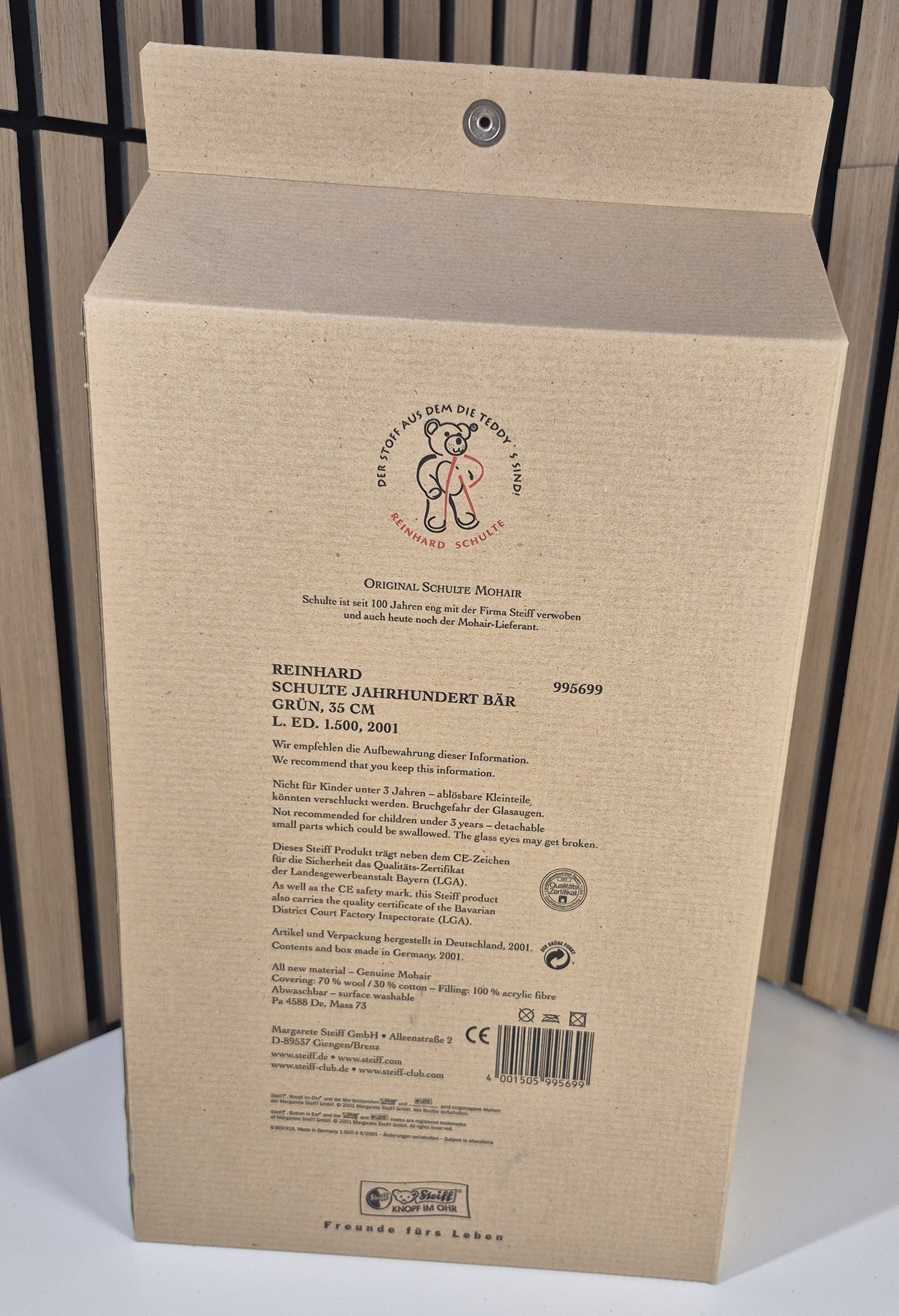 Steiff Reinhard Schulte Jahrhundert Bär - grün - 35cm - (995699) - Neuwertig - Limitiert