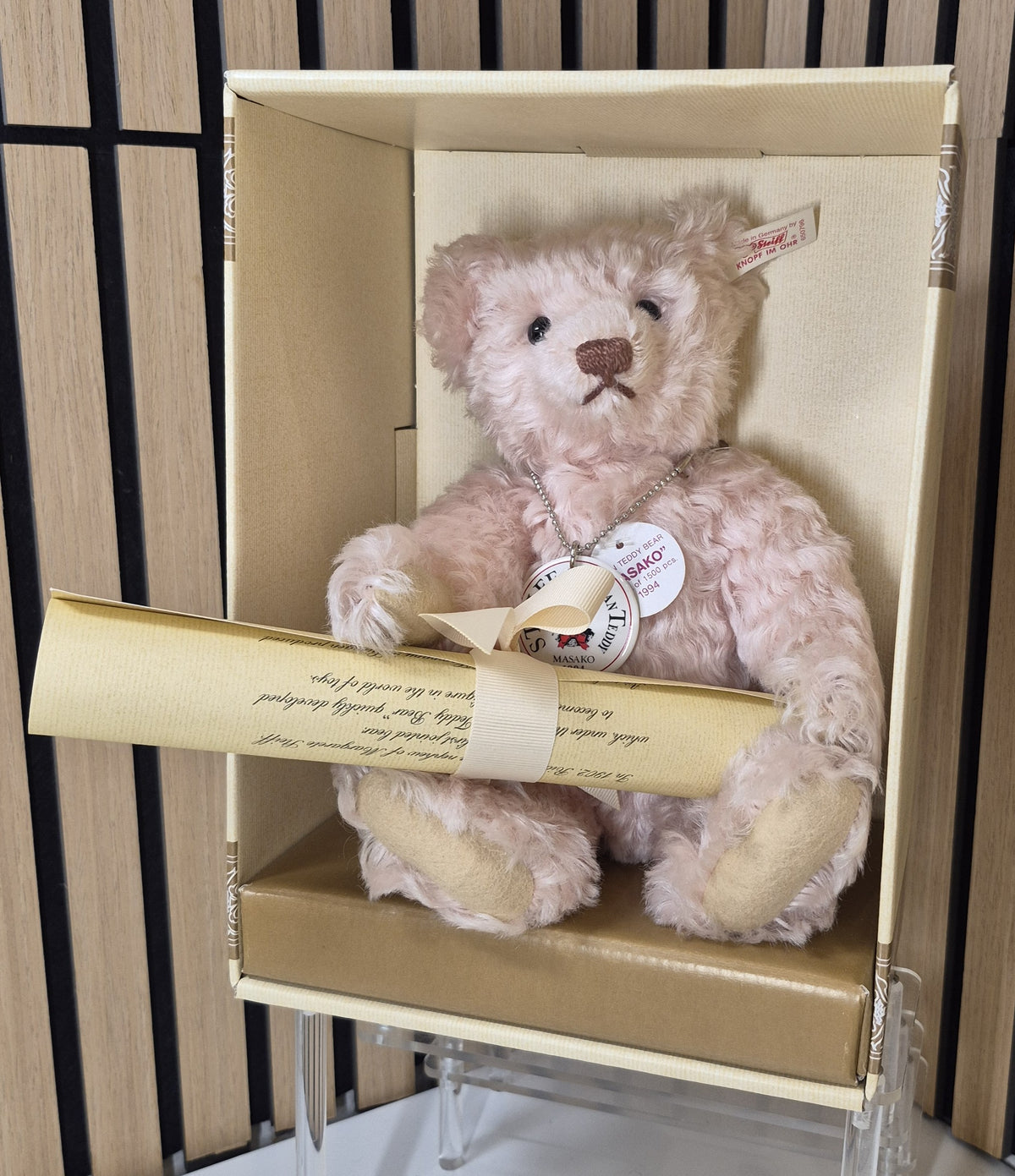 Steiff Japan Teddy Masako - rosé - 25cm - 1994/95- Neuwertig - (B8)