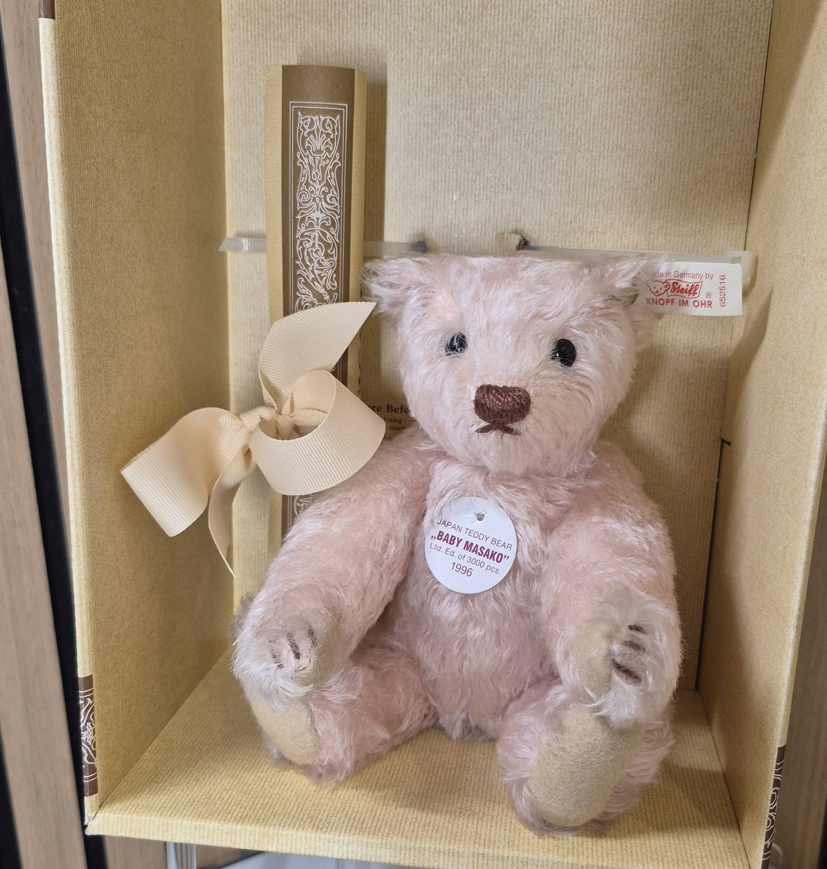 Steiff Japan Teddy Baby Masako - rosé - 23cm - 1996- Neuwertig - (B9)
