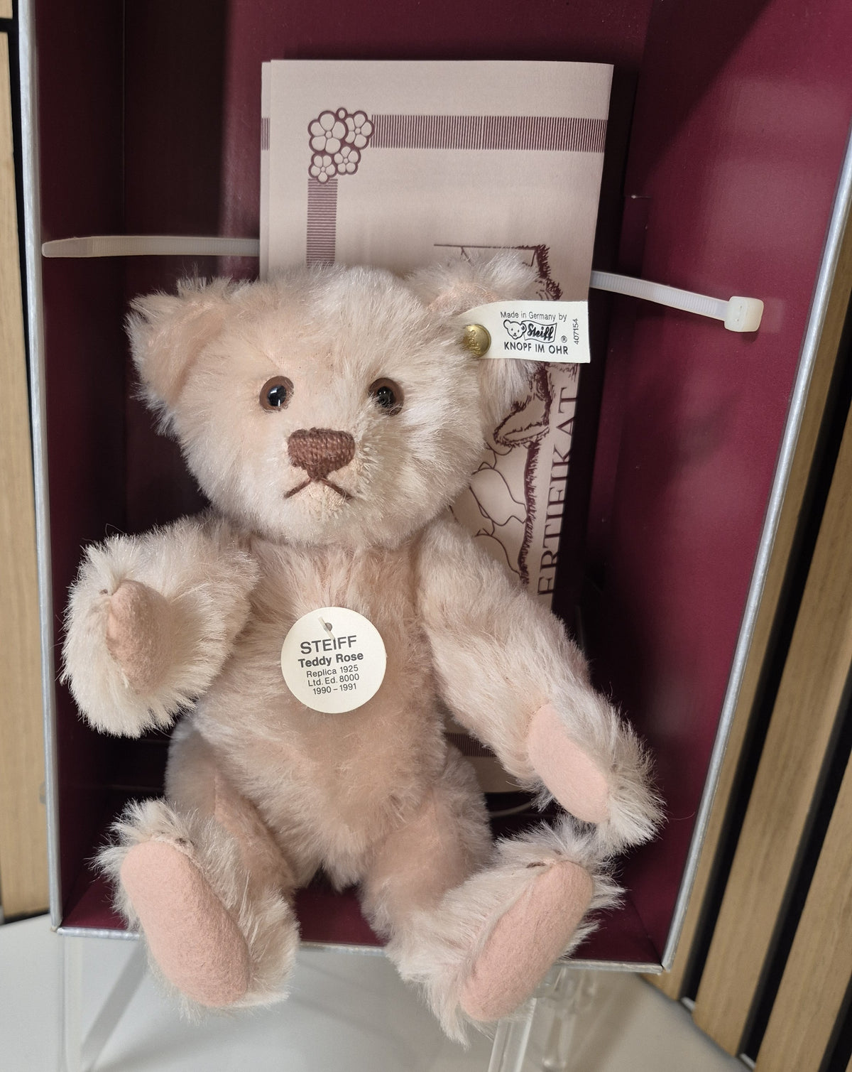 Steiff Replika Teddy Rose - rosé - 25cm - 1990- Neuwertig - (B10)